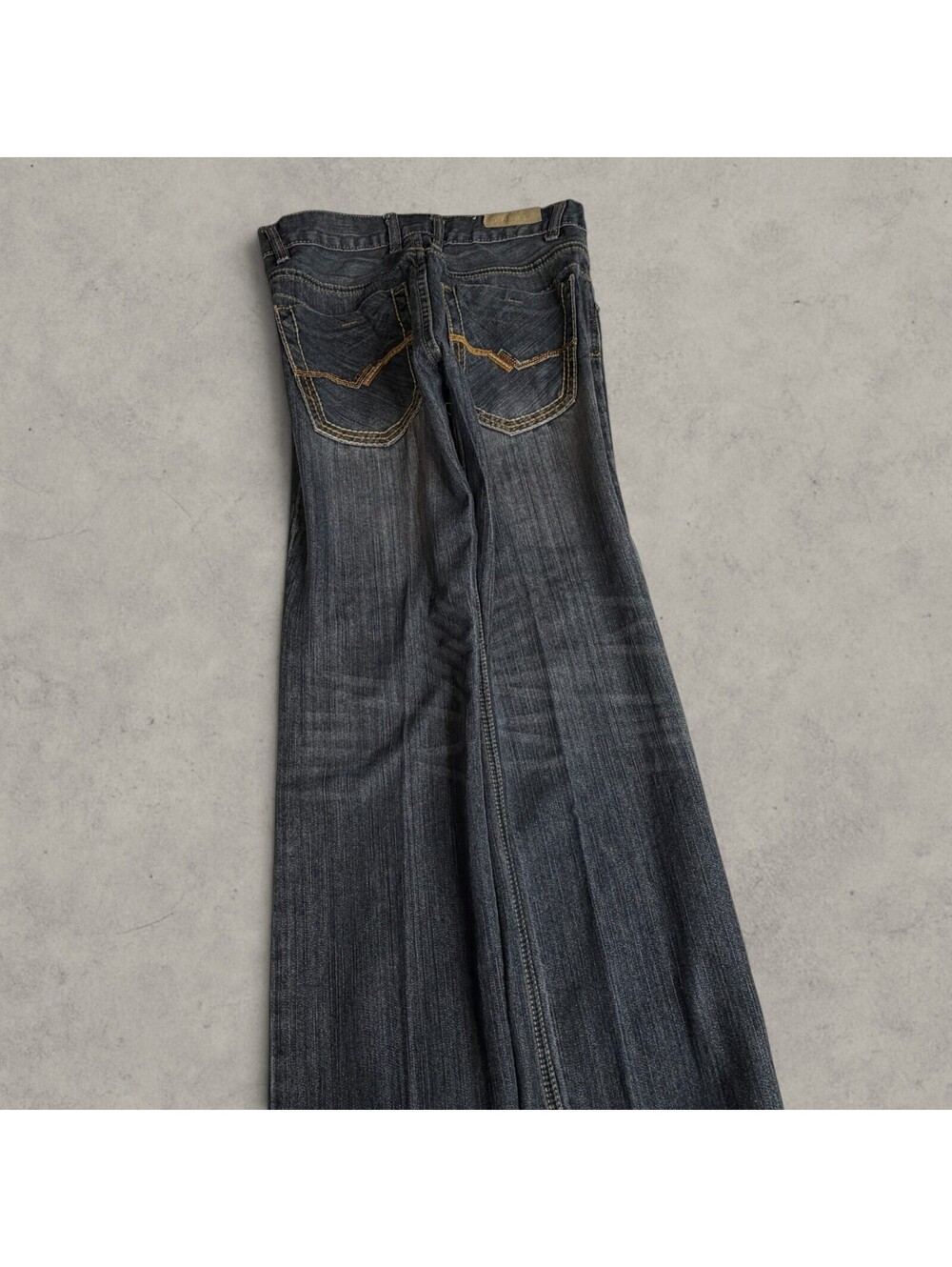 Y2K Affliction Style Grungy Jeans Mens Blue Light Wash FUSAI Straight Leg Mid Ri